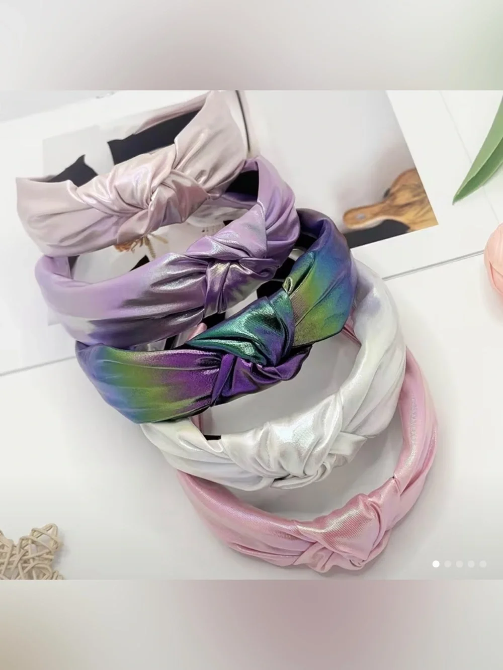 5 Iridescent Knot Headbands-
